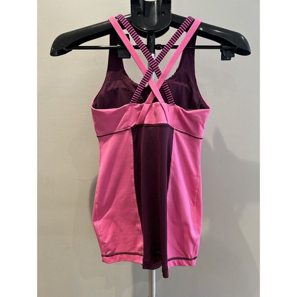 Lululemon Pink Stripe Energy Tank Top size 2 - Picture 2 of 3